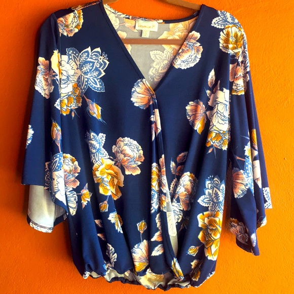 Veronica M Tops - Veronica M Surplice Kimono Sleeve Top, Size XL